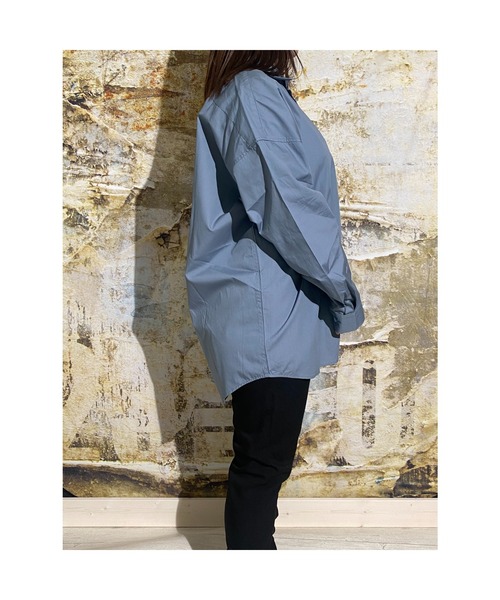 おしゃれスタ（オシャレスタ）の「綿ブロードレギュラーカラービッグシルエットシャツ(IR)（シャツ/ブラウス・メンズ・ホワイト/ブラック/グリーン/グレイッシュベージュ/サックスブルー系/ホワイト系・L/M/XL）」の13枚目の写真