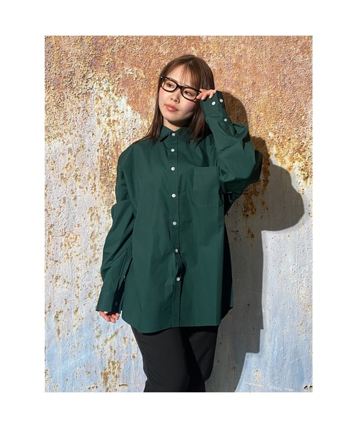 おしゃれスタ（オシャレスタ）の「綿ブロードレギュラーカラービッグシルエットシャツ(IR)（シャツ/ブラウス・メンズ・ホワイト/ブラック/グリーン/グレイッシュベージュ/サックスブルー系/ホワイト系・L/M/XL）」の10枚目の写真