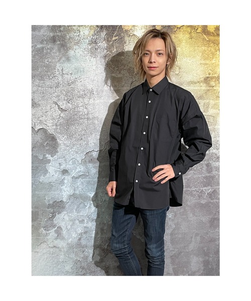 おしゃれスタ（オシャレスタ）の「綿ブロードレギュラーカラービッグシルエットシャツ(IR)（シャツ/ブラウス・メンズ・ホワイト/ブラック/グリーン/グレイッシュベージュ/サックスブルー系/ホワイト系・L/M/XL）」の8枚目の写真