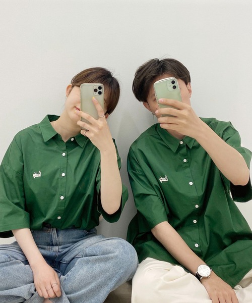 PairPair（ペアペア）の「刺繍入りレギュラーカラーシャツ(ユニセックス)（シャツ/ブラウス・メンズ・グレイッシュブルー/グリーン/イエロー/オフホワイト・MEDIUM/LARGE）」の19枚目の写真