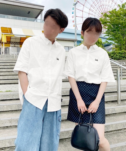 PairPair（ペアペア）の「刺繍入りレギュラーカラーシャツ(ユニセックス)（シャツ/ブラウス・メンズ・グレイッシュブルー/グリーン/イエロー/オフホワイト・MEDIUM/LARGE）」の5枚目の写真