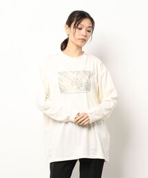 Samansa Mos2 blue | フォトプリント長袖Tシャツ(Tシャツ/カットソー)