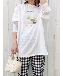 Samansa Mos2 blue | フォトプリント長袖Tシャツ(Tシャツ/カットソー)