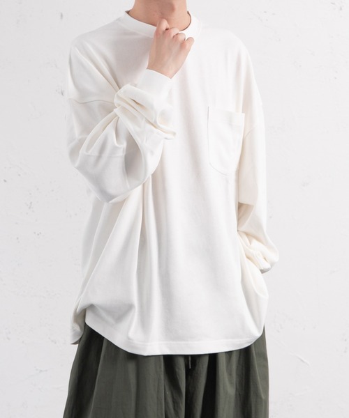 kutir（クティール）の「ルーズシルエット無地ポケットロンT（Tシャツ/カットソー・メンズ・ホワイト/ブラック/イエロー/グリーン・MEDIUM/LARGE）」の2枚目の写真