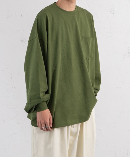 kutir（クティール）の「ルーズシルエット無地ポケットロンT（Tシャツ/カットソー・メンズ・ホワイト/ブラック/イエロー/グリーン・MEDIUM/LARGE）」の4枚目の写真