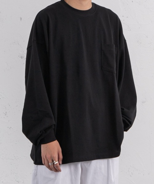 kutir（クティール）の「ルーズシルエット無地ポケットロンT（Tシャツ/カットソー・メンズ・ホワイト/ブラック/イエロー/グリーン・MEDIUM/LARGE）」の3枚目の写真