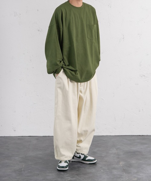 kutir（クティール）の「ルーズシルエット無地ポケットロンT（Tシャツ/カットソー・メンズ・ホワイト/ブラック/イエロー/グリーン・MEDIUM/LARGE）」の19枚目の写真