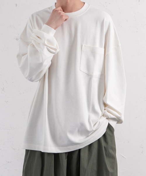 kutir（クティール）の「ルーズシルエット無地ポケットロンT（Tシャツ/カットソー・メンズ・ホワイト/ブラック/イエロー/グリーン・MEDIUM/LARGE）」の6枚目の写真