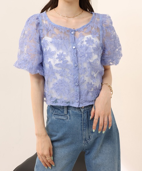 one after another NICE CLAUP（ワンアフターアナザーナイスクラップ）の「インナーセットフラワー刺繍ブラウス（シャツ/ブラウス・レディース・オフホワイト/アイボリー/ブルーパープル・FREE）」の20枚目の写真