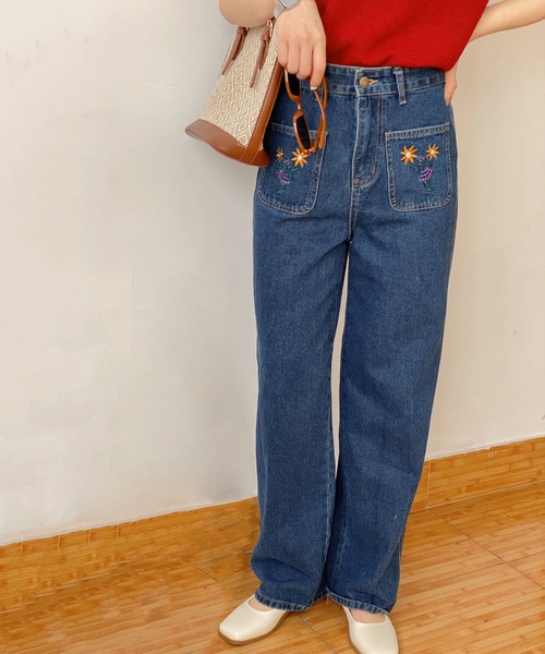 Eminem 刺繍ロゴ ネイビー デニムパンツ pants-9782-m_5.jpg