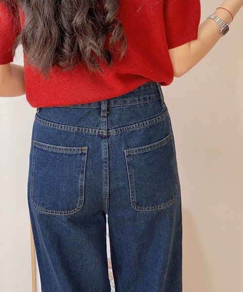 エンジェルブルー 美品 ニット 刺繍 デニムパンツ M 150
