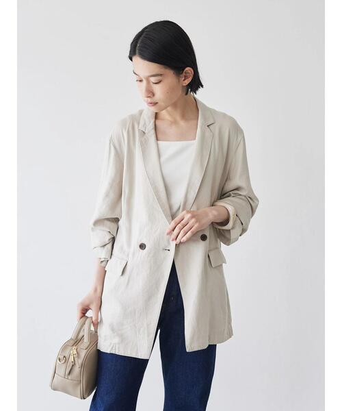 AMERICAN HOLIC（アメリカンホリック）の「リネンブレンドジャケット（テーラードジャケット・レディース・ライトベージュ/ブラウン・L/M）」の15枚目の写真