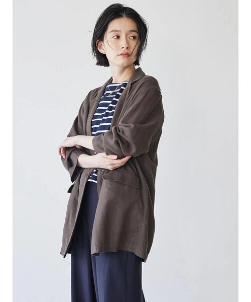 AMERICAN HOLIC（アメリカンホリック）の「リネンブレンドジャケット（テーラードジャケット・レディース・ライトベージュ/ブラウン・L/M）」の16枚目の写真