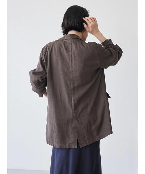 AMERICAN HOLIC（アメリカンホリック）の「リネンブレンドジャケット（テーラードジャケット・レディース・ライトベージュ/ブラウン・L/M）」の5枚目の写真