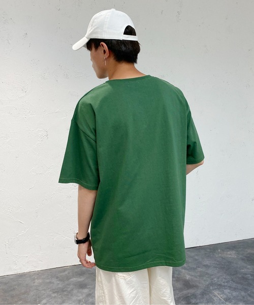 PairPair(ペアペア)の「ワッペン付きヘンリーネックTシャツ(ユニセックス)(Tシャツ/カットソー・メンズ・オフホワイト/グリーン/ボルドー/スミクロ/ブルー系・MEDIUM/LARGE)」の22枚目の写真