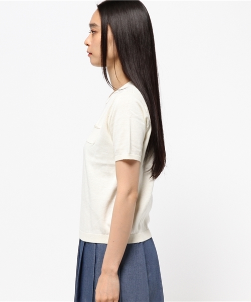 koe（コエ）の「コットン半袖ポケットツキプルオーバー（ニット/セーター・レディース・ブラック/LT.Gray/イエロー/ライトブルー/アイボリー・SMALL/LARGE/MEDIUM）」の7枚目の写真