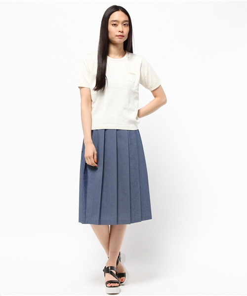 koe（コエ）の「コットン半袖ポケットツキプルオーバー（ニット/セーター・レディース・ブラック/LT.Gray/イエロー/ライトブルー/アイボリー・SMALL/LARGE/MEDIUM）」の9枚目の写真