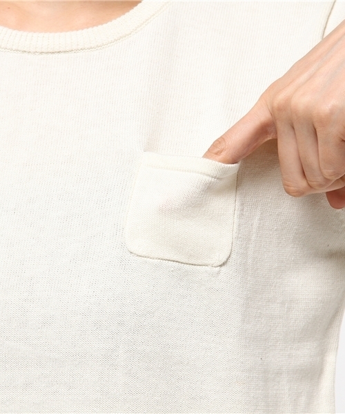 koe（コエ）の「コットン半袖ポケットツキプルオーバー（ニット/セーター・レディース・ブラック/LT.Gray/イエロー/ライトブルー/アイボリー・SMALL/LARGE/MEDIUM）」の12枚目の写真