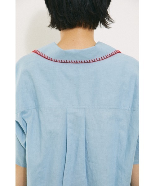 BLACK BY MOUSSY(ブラックバイマウジー)の「stitch open collar shirt(ステッチオープンカラーシャツ)(シャツ/ブラウス・レディース・ライトブルー/ベージュ・FREE)」の19枚目の写真