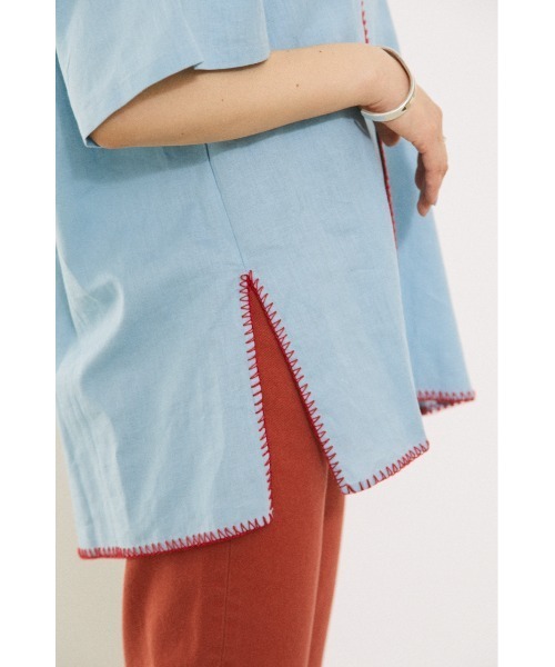 BLACK BY MOUSSY(ブラックバイマウジー)の「stitch open collar shirt(ステッチオープンカラーシャツ)(シャツ/ブラウス・レディース・ライトブルー/ベージュ・FREE)」の22枚目の写真