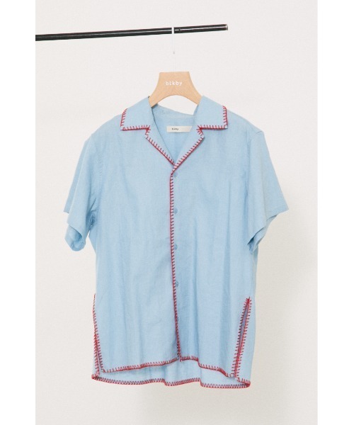 BLACK BY MOUSSY(ブラックバイマウジー)の「stitch open collar shirt(ステッチオープンカラーシャツ)(シャツ/ブラウス・レディース・ライトブルー/ベージュ・FREE)」の7枚目の写真