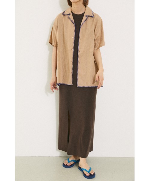 BLACK BY MOUSSY(ブラックバイマウジー)の「stitch open collar shirt(ステッチオープンカラーシャツ)(シャツ/ブラウス・レディース・ライトブルー/ベージュ・FREE)」の10枚目の写真