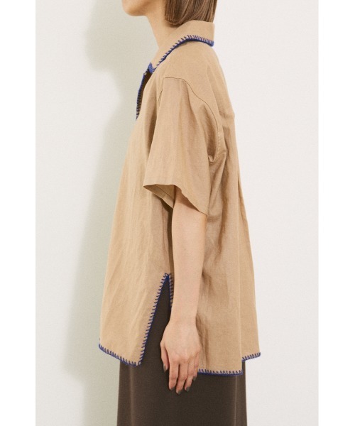 BLACK BY MOUSSY(ブラックバイマウジー)の「stitch open collar shirt(ステッチオープンカラーシャツ)(シャツ/ブラウス・レディース・ライトブルー/ベージュ・FREE)」の20枚目の写真