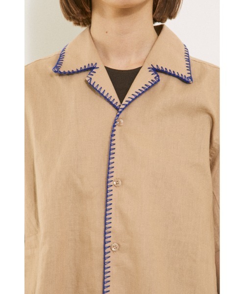 BLACK BY MOUSSY(ブラックバイマウジー)の「stitch open collar shirt(ステッチオープンカラーシャツ)(シャツ/ブラウス・レディース・ライトブルー/ベージュ・FREE)」の16枚目の写真