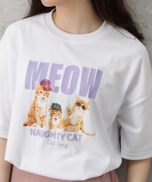 Mac-House(マックハウス)の「アニマルラクガキプリントTシャツ 半袖(Tシャツ/カットソー・メンズ・ホワイト/パープル/ブラック・L/M)」の4枚目の写真