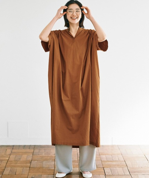 avecmoi(アヴェクモワ)の「【佐藤かなさんプロデュース】 アヴェクモワ ギャザーワンピース〈キャメル〉(ワンピース・レディース・キャメル・MEDIUM/LARGE/X-LARGE/SMALL)」の6枚目の写真