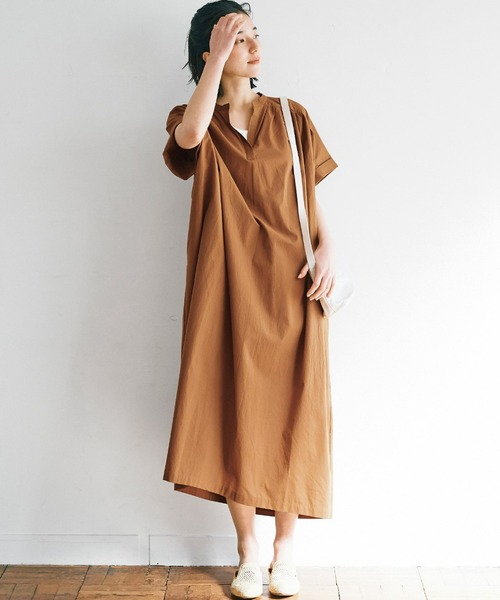 avecmoi(アヴェクモワ)の「【佐藤かなさんプロデュース】 アヴェクモワ ギャザーワンピース〈キャメル〉(ワンピース・レディース・キャメル・MEDIUM/LARGE/X-LARGE/SMALL)」の3枚目の写真