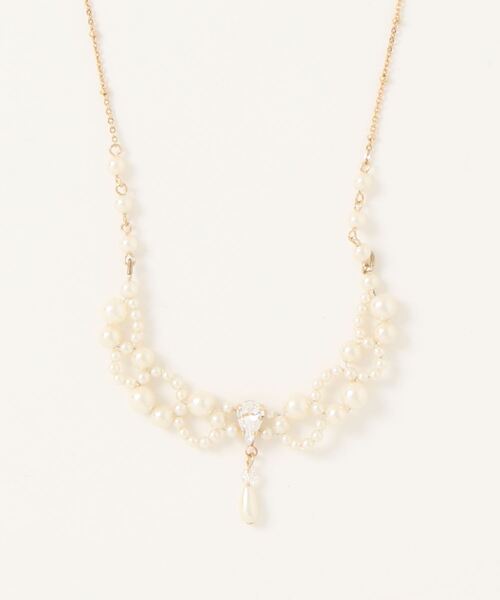 Cupid Heart（キューピッドハート）の「【Cupid Heart】結婚式アクセサリー　パールビジューネックレス（ネックレス・レディース・ベージュ・MEDIUM）」の3枚目の写真