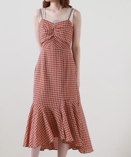 チェックキャミワンピース