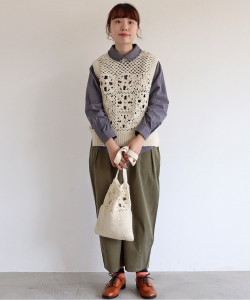 chambre de charme（シャンブルドゥシャーム）の「cdc ネパールハンドニット ポシェット（ショルダーバッグ・レディース・ホワイト・FREE）」の5枚目の写真