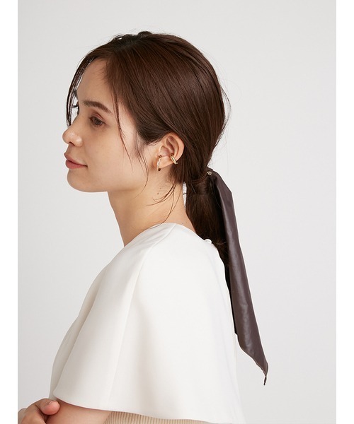 SNIDEL(スナイデル)の「バリエリボンゴム(ヘアゴム・レディース・ダークブラウン/ベージュ系その他/チェック・FREE)」の5枚目の写真