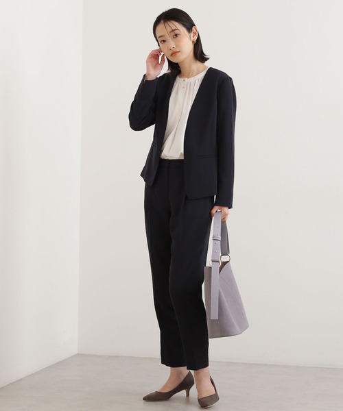 NATURAL BEAUTY BASIC(ナチュラルビューティーベーシック)の「ポリエステルドビーSETUP ジャケット(ノーカラージャケット・レディース・ネイビー/グレー/ブラウン・SMALL/MEDIUM/LARGE)」の16枚目の写真