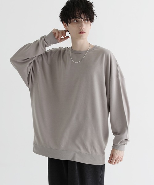 ASTRONOMY(アストロノミー)の「TRスムースドルマン 長袖ポンチカットソー(Tシャツ/カットソー・メンズ・ホワイト/ブラック/ベージュ/ネイビー/ブラウン/ブルーグレー/ワイン/チャコール/ダークグリーン/マスタード/グレー/ブラウン系/ホワイト×ブラック/ホワイト系・M/L/XL)」の10枚目の写真