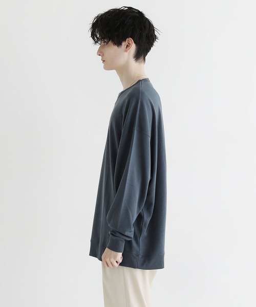 ASTRONOMY(アストロノミー)の「TRスムースドルマン 長袖ポンチカットソー(Tシャツ/カットソー・メンズ・ホワイト/ブラック/ベージュ/ネイビー/ブラウン/ブルーグレー/ワイン/チャコール/ダークグリーン/マスタード/グレー/ブラウン系/ホワイト×ブラック/ホワイト系・M/L/XL)」の20枚目の写真