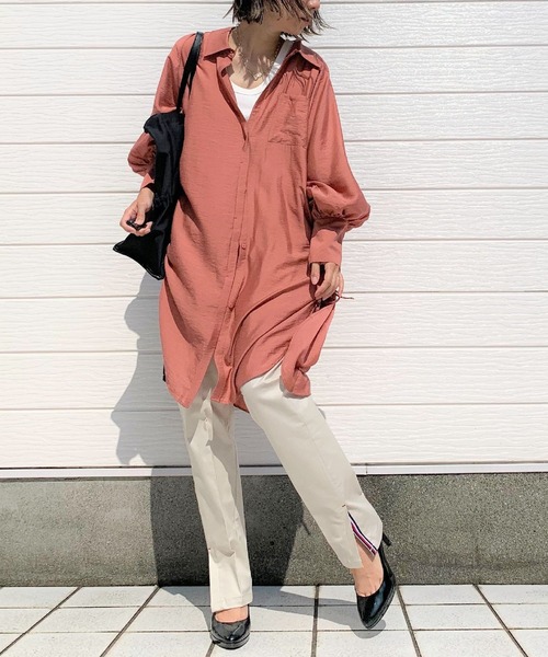 Q（キュー）の「ラグランギャザーシャツ（シャツ/ブラウス・レディース・ネイビー/マジェンタ・MEDIUM）」の9枚目の写真