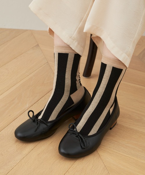 Libra Cue（リブラ キュー）の「ストライプソックス（ソックス/靴下・レディース・ブラック・FREE）」の3枚目の写真