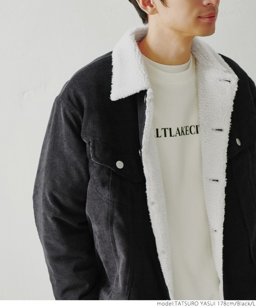 coca(coca)(コカ)の「メンズコーデュロイ裏ボアジャケット(その他アウター・メンズ・ブラック/ベージュ・M/L/XL)」の5枚目の写真