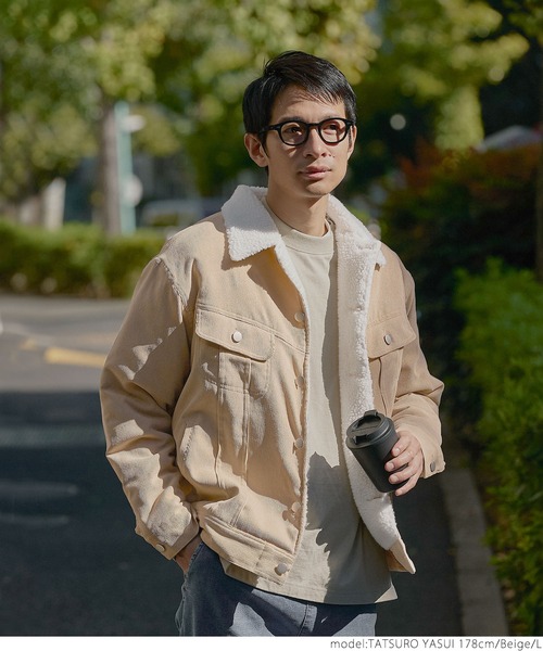 gold コーデュロイ ランチジャケット 裏ボア ベージュ M ロッキーモンロー Rocky Monroe ランチコート コーデュロイ 裏