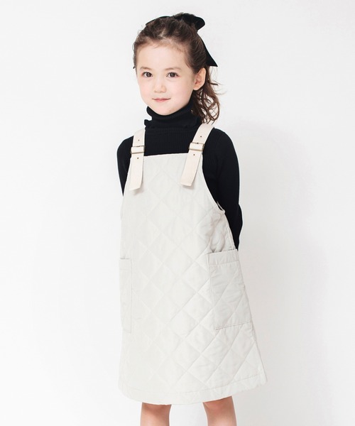 BRANSHES(ブランシェス)の「キルトIラインシルエットジャンパースカート(ジャンパースカート・キッズ・カーキ/ライトベージュ・100/110/120/130/140/150)」の7枚目の写真