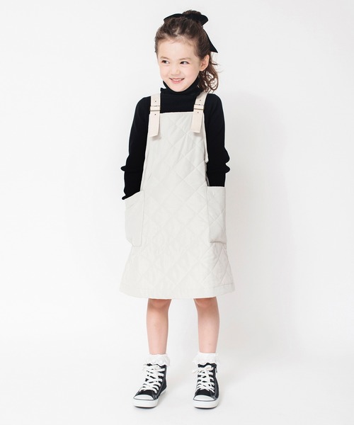 BRANSHES(ブランシェス)の「キルトIラインシルエットジャンパースカート(ジャンパースカート・キッズ・カーキ/ライトベージュ・100/110/120/130/140/150)」の3枚目の写真