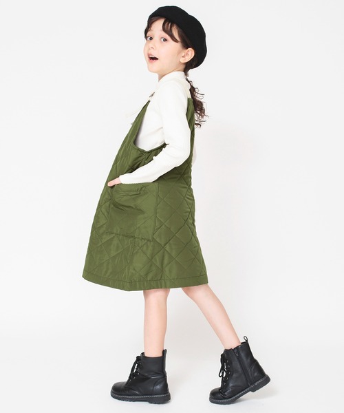 BRANSHES(ブランシェス)の「キルトIラインシルエットジャンパースカート(ジャンパースカート・キッズ・カーキ/ライトベージュ・100/110/120/130/140/150)」の9枚目の写真