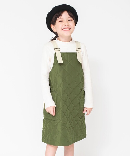 BRANSHES(ブランシェス)の「キルトIラインシルエットジャンパースカート(ジャンパースカート・キッズ・カーキ/ライトベージュ・100/110/120/130/140/150)」の12枚目の写真