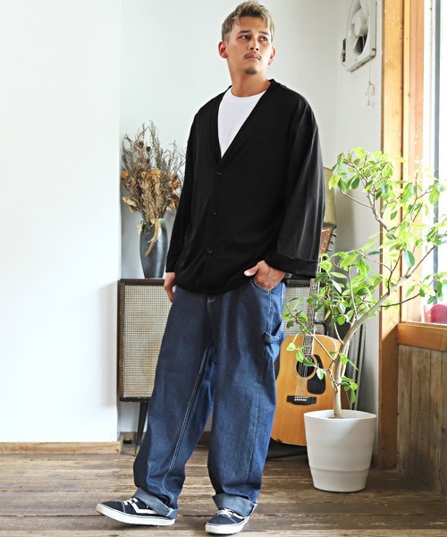 LUXSTYLE(ラグスタイル)の「ボタン付きVネックカーディガン(カーディガン/ボレロ・メンズ・チャコール/ネイビー/ブラウン/ブラック・L/M)」の7枚目の写真