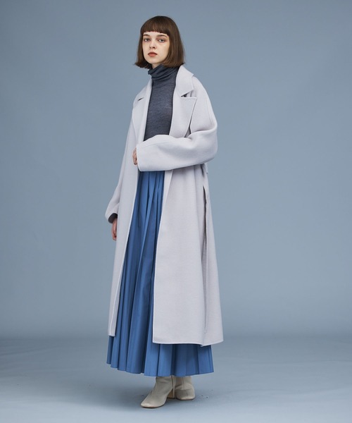 N.O.R.C（ノーク）の「ロングリバーコート（チェスターコート・レディース・ブラック/キャメル/ライトグリーン/ライトグレー/ラベンダー/イエロー/チャコール/ベージュ/ピンク・M/L/S）」の15枚目の写真