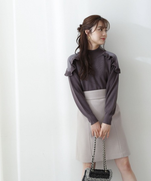 PROPORTION BODY DRESSING(プロポーションボディドレッシング)の「ダブルメルトンミニスカート / 1212220026(スカート・レディース・ベージュ/パープル・SMALL/MEDIUM/X-SMALL)」の4枚目の写真