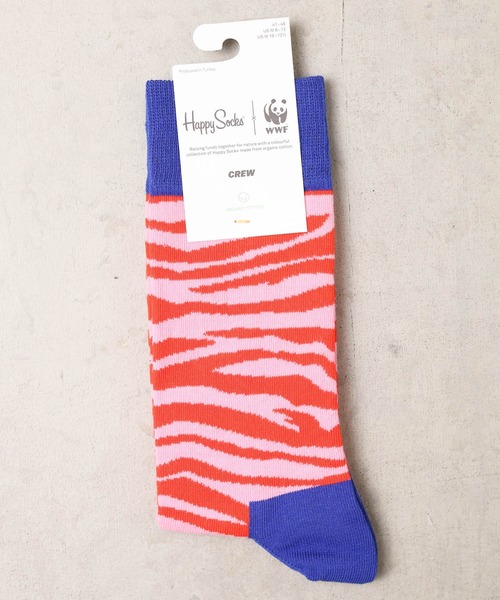 Happy Socks（ハッピーソックス）の「【HAPPY SOCKS】WWF(世界自然保護基金) コラボモデル（ソックス/靴下・メンズ・アイボリー/オレンジ/ブルー/ピンク/ホワイト・SMALL/MEDIUM）」の4枚目の写真